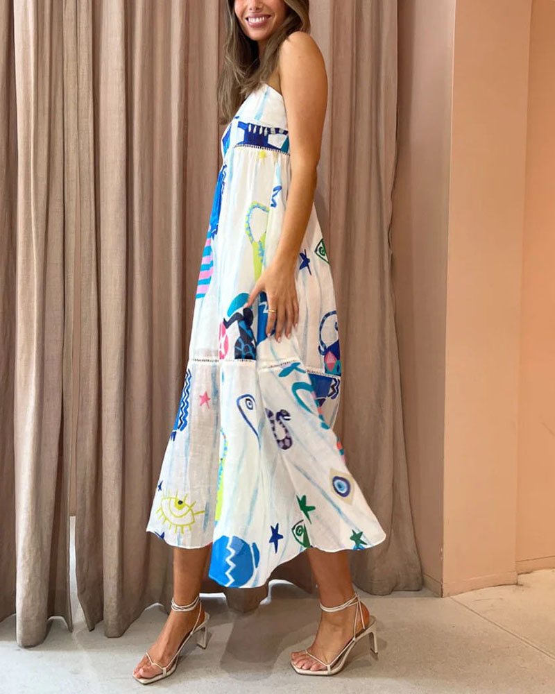 Temperament adjustable suspenders sweet wind dress